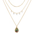 fashion multilayered retro zircon abalone shell water drop alloy necklacepicture12